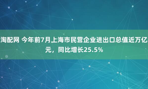 淘配网 今年前7月上海市民营企业进出口总值近万亿元，同比增长25.5%